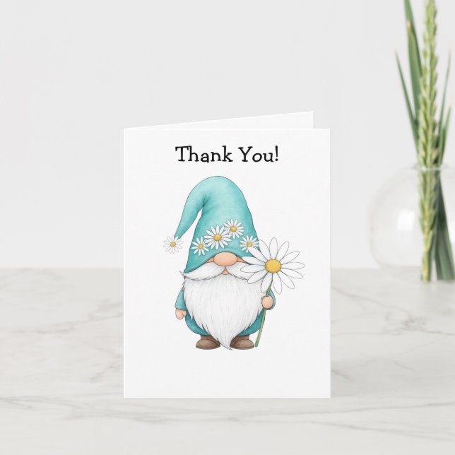 Tarjeta doblada de Gnome de primavera (Anverso)