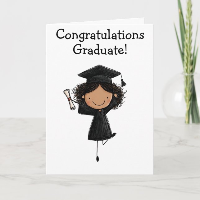 Tarjeta doblada de graduación de niña (Anverso)