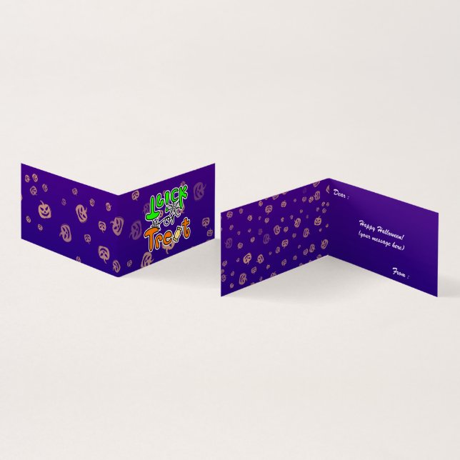 Tarjeta doblada de Halloween Truco o trato (Interior y exterior)