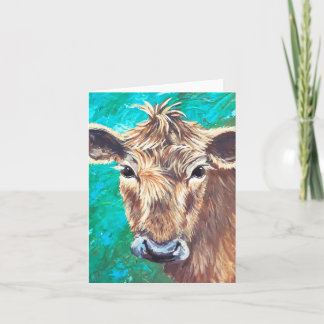 Tarjeta doblada de la vaca marrón