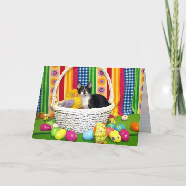 Tarjeta doblada de los deseos de Pascua de Foxi Mo (Anverso)