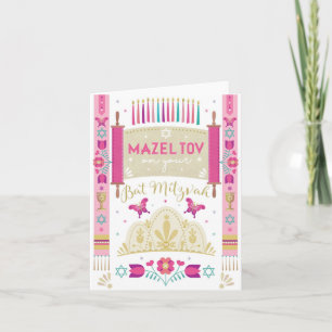 Tarjeta doblada de Mazel Tov Bat Mitzvah
