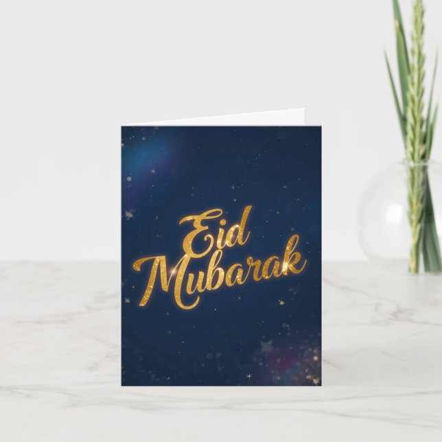 Tarjeta doblada de vacaciones de Eid Mubarak (Anverso)