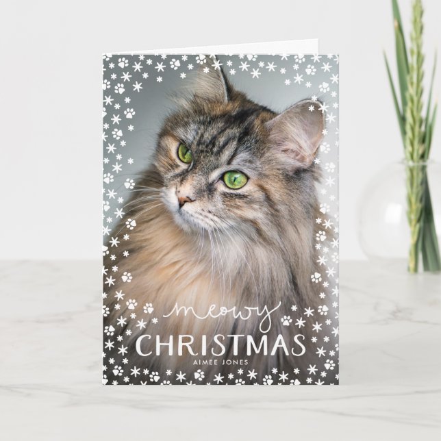 Tarjeta doblada de vacaciones para gato de Meowy N (Anverso)
