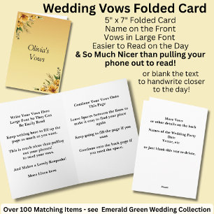 Tarjeta doblada de votos de boda Flores Amarillas