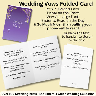 Tarjeta doblada de votos de boda Flores Moradas Ma