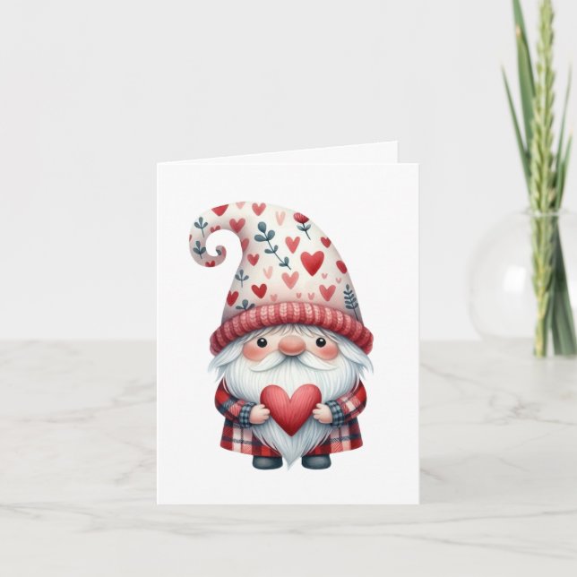 Tarjeta doblada del gnomo del día de San Valentín (Anverso)