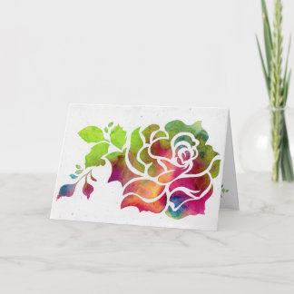 Tarjeta doblada en rosa de 5 x 7 pulgadas.