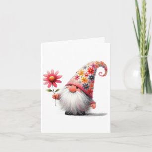 Tarjeta doblada Gnome de primavera - Personalizabl