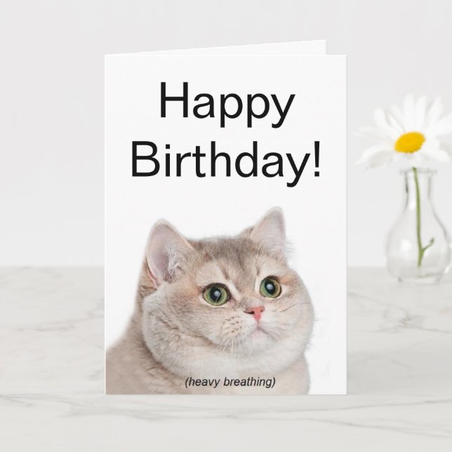 Tarjeta doblada Meme de gato respirante fuerte (Planta pequeña)