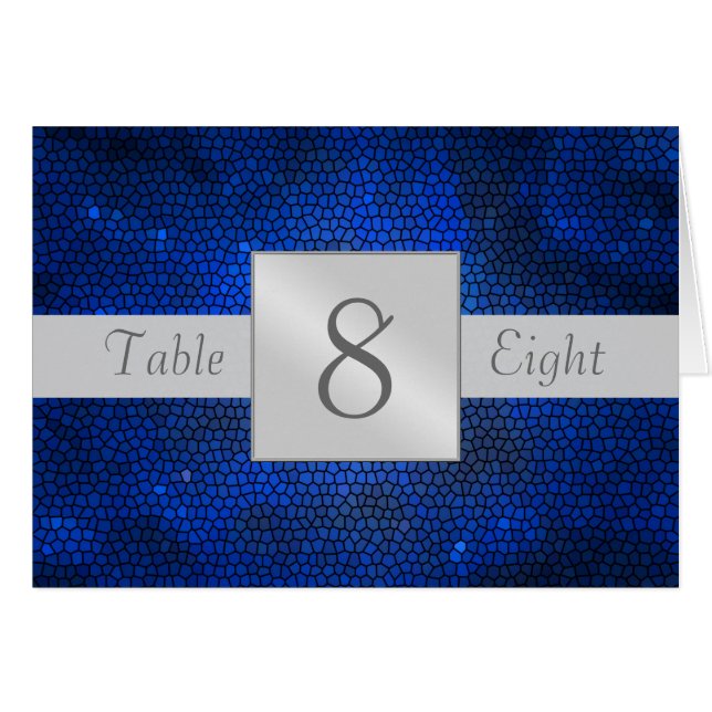 Tarjeta doblada número azul de la tabla del vitral (Anverso (Horizontal))
