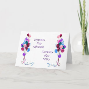 TARJETA DOBLE "AMOR", "DESEOS" Y "DIVERSIÓN" EN SU CUMPLEA