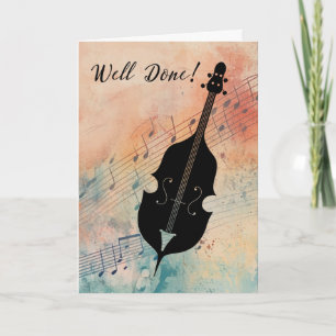 Tarjeta Doble Bass Performance Felicitaciones Watercolor