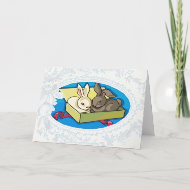 Tarjeta doble Bunny Gift Easter (Anverso)