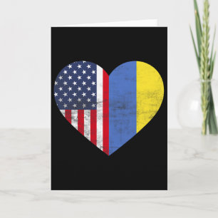 Tarjeta Doble Ciudadanía Estados Unidos Ucrania Corazón Am