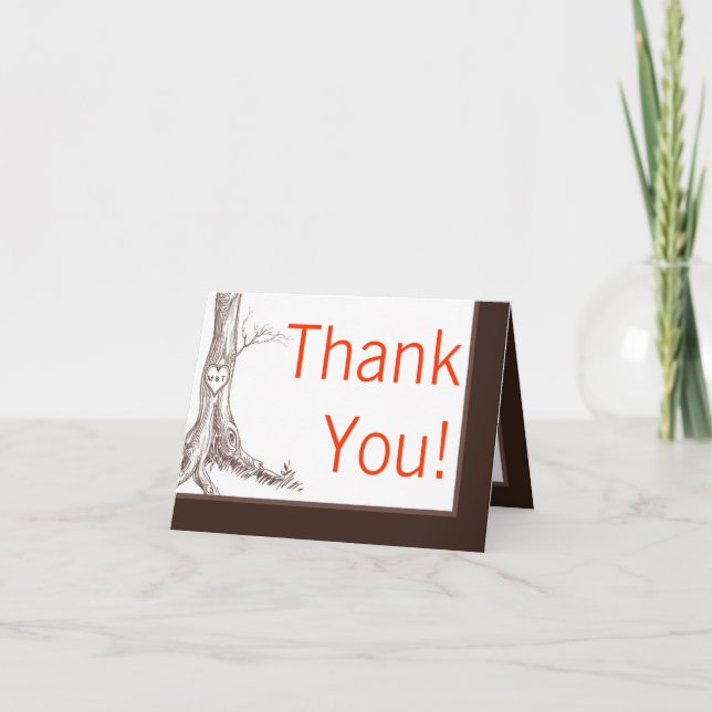 Tarjeta Doble de Agradecimiento Grabados Iniciales (Anverso)