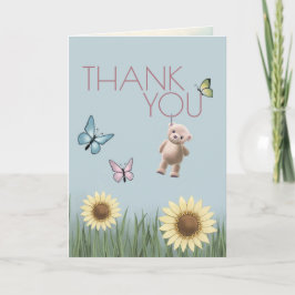 Tarjeta Doble de Agradecimiento para Bebé Teddy Gi