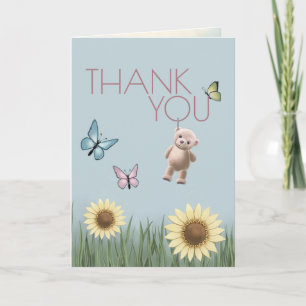 Tarjeta Doble de Agradecimiento para Bebé Teddy Gi