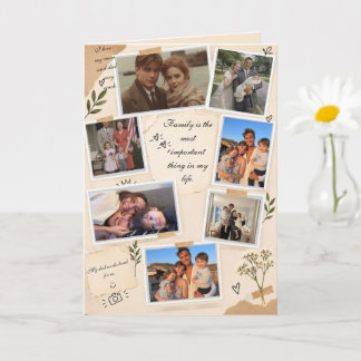 Tarjeta Doble de Colaje de Fotos Familiares Vintag