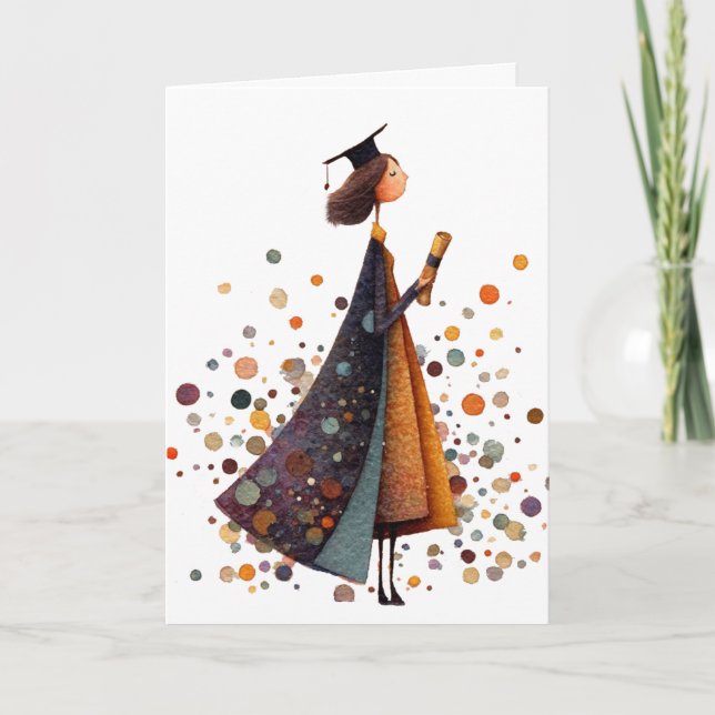 Tarjeta Doble de Graduación de Niña (Anverso)