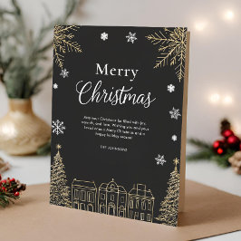 Tarjeta Doble de Navidad Moderna Dorada Feliz Navi
