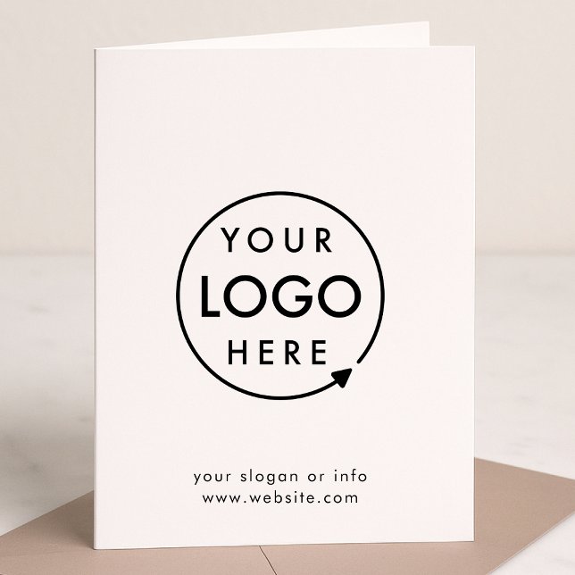 Tarjeta Doble de Negocios | Logotipo Negro 5x7 Sal (Modern sleek white business folded greeting card by Guava - elegant, professional, and customizable)