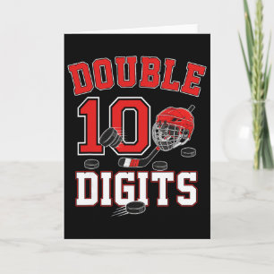 Tarjeta Doble Dígitos Cumpleaños 10 10 Años Chico Hockey
