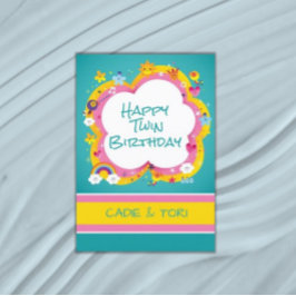 Tarjeta ¡Doble diversión! Cumpleaños del Personalizado gem