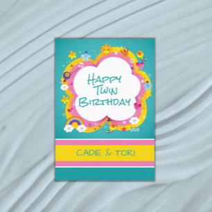 Tarjeta ¡Doble diversión! Cumpleaños del Personalizado gem