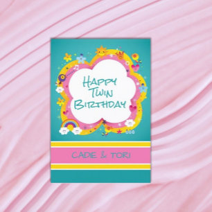 Tarjeta ¡Doble diversión! Cumpleaños del Personalizado gem