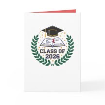 Tarjeta Doble Graduación Clase de 2026 en Blanco