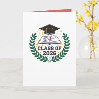 Tarjeta Doble Graduación Clase de 2026 en Blanco