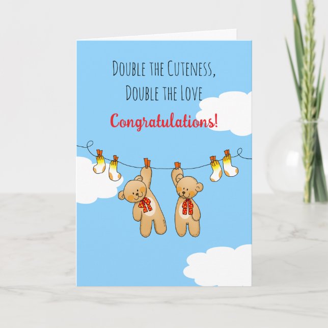 Tarjeta Doble la Cuteness Twins Felicidades (Anverso)