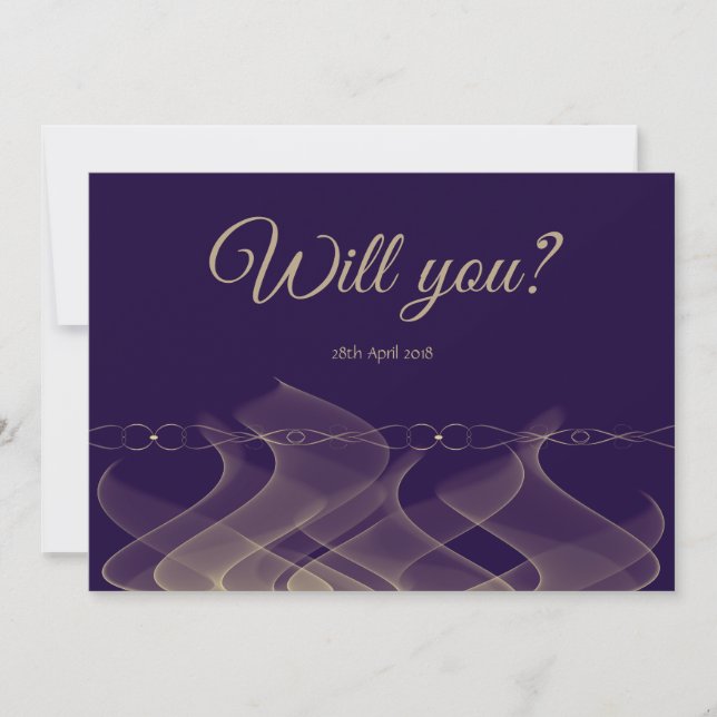 Tarjeta doble lateral Purple Gold Be My Bridesmaid (Anverso)