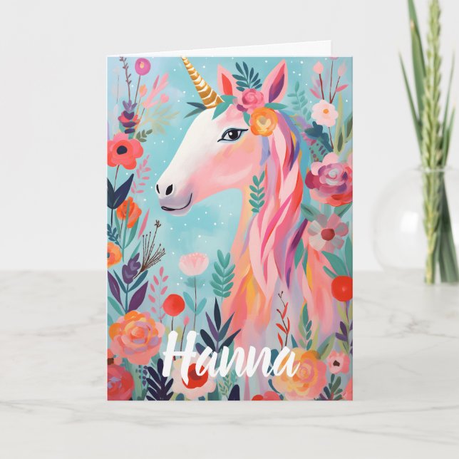 Tarjeta Doble Unicornio Sueño Pastel Arcoíris (Anverso)