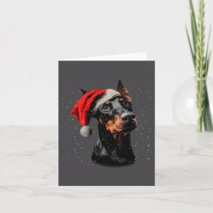Tarjeta Doblerman Divertido Luces de Navidad Sombrero de S