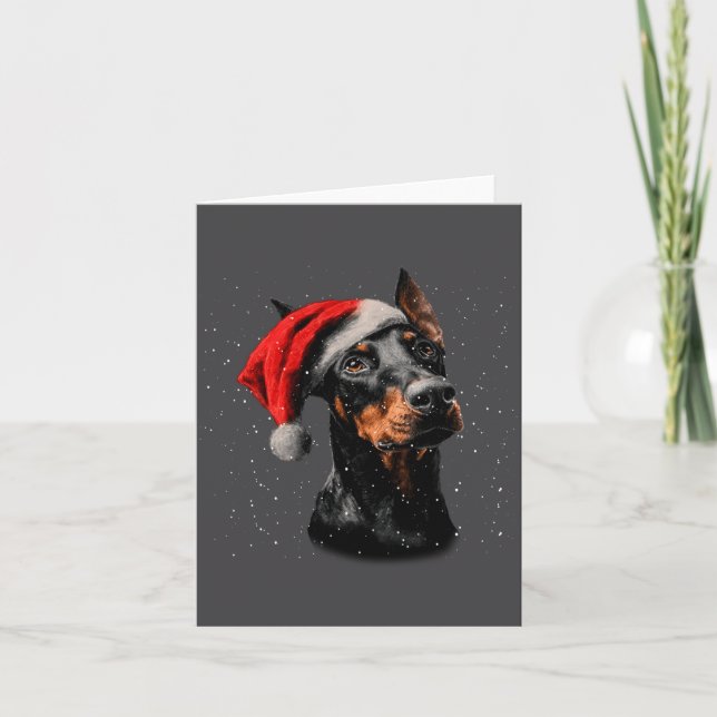 Tarjeta Doblerman Divertido Luces de Navidad Sombrero de S (Anverso)