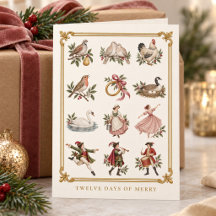Doce días de alegre Navidad vintage