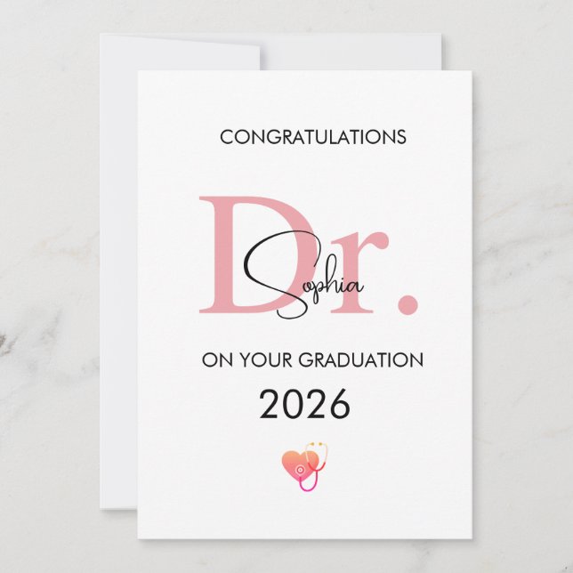 Tarjeta Doctor Graduation Personalized Name Class 2026 (Anverso)