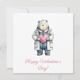 Tarjeta Doctor Oso San Valentín Corazón Arte