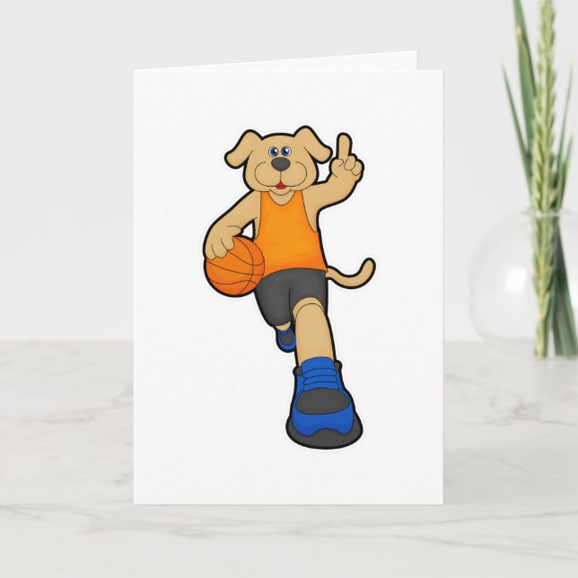 Tarjeta Dog as Basketball player with Basketball (Anverso)