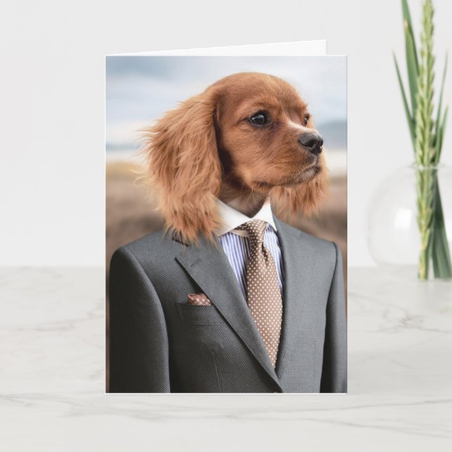 TARJETA DOG BUSINESS SUIT FUNNY BIRTHDAY CARTA PARA ÉL (Anverso)