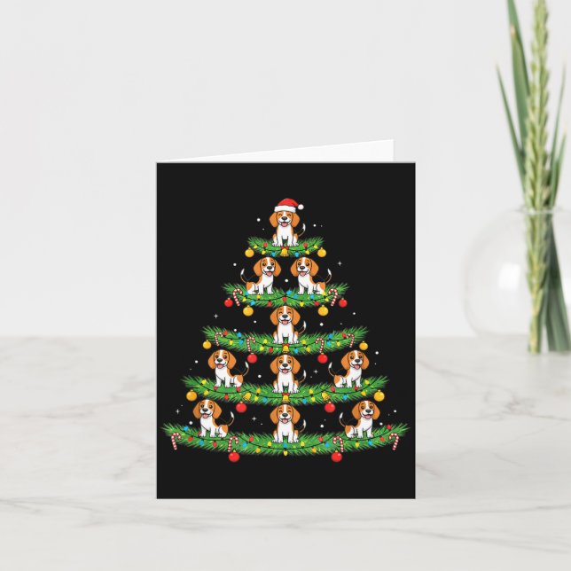Tarjeta Dog Christmas Tree, Beagle Puppy Holiday Design Fo (Anverso)