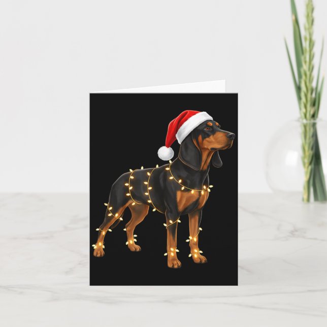 Tarjeta Dog Dachshund Wrapped In Christmas Lights - Holida (Anverso)