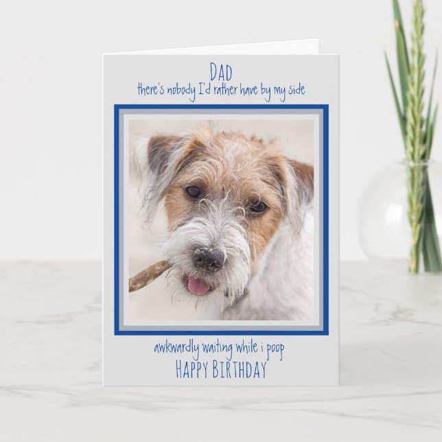 Tarjeta Dog Dad Happy Birday Funny Cute Dog Dad Poop (Anverso)