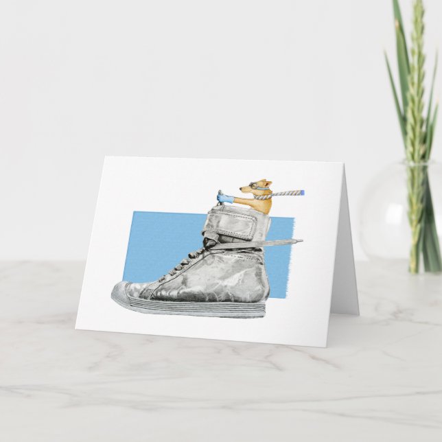 Tarjeta Dog Driving a Shoe Card (Anverso)