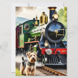 Tarjeta Dog Greeting steam train