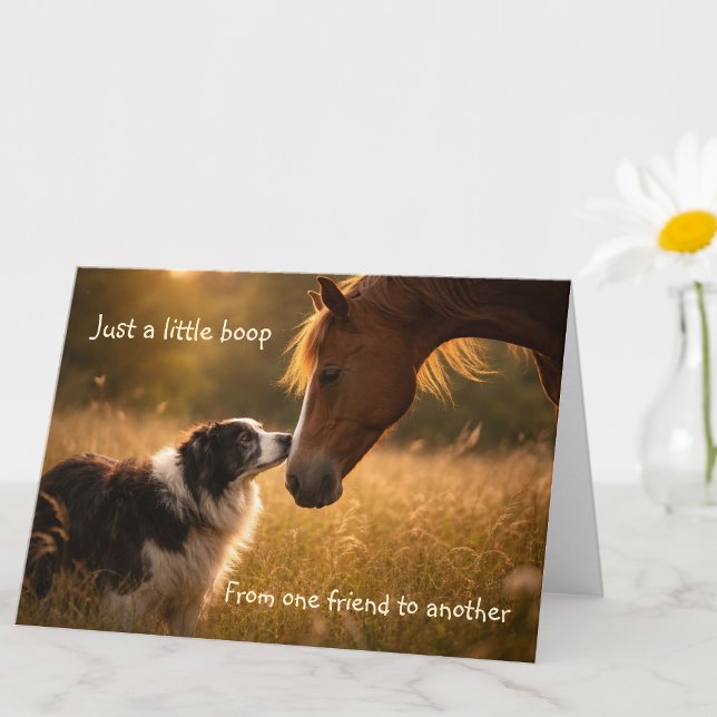 Tarjeta Dog & Horse Friends Boop Warm Wishes Greeting Card (Subido por el creador)