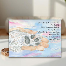 Tarjeta Dog Loss Sympathy Paw in Hand, Pink Clouds