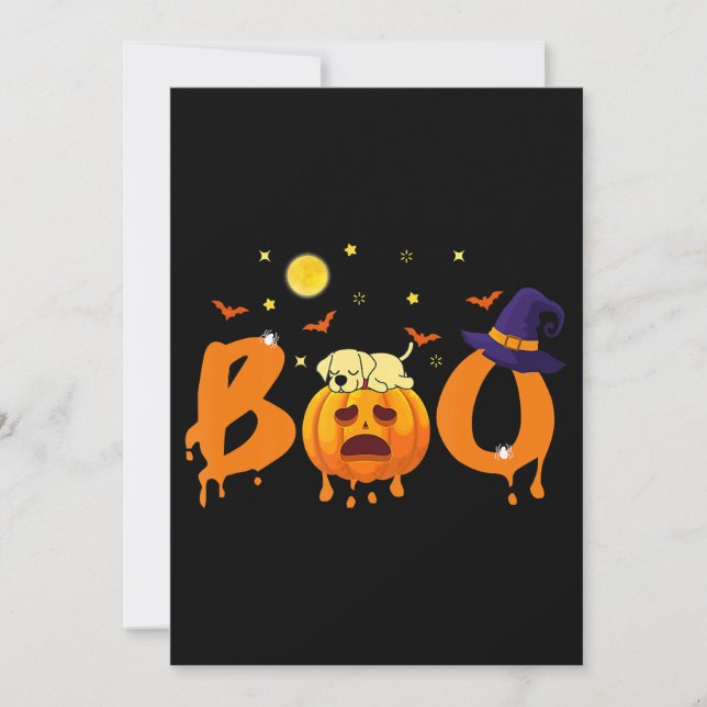 Tarjeta Dog Lover |Boo Halloween Labrador Duerme En Calaba (Anverso)